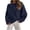 Blue, variant on Sweaters for Women Crew Neck Elastic Waist Styling Cloudy Nubby Texture and Oversized Wide Cuff Feature,Sizes S-XL