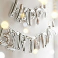 thumbnail image 3 of Happy Birthday Balloons Banner,3D Lettering Balloons Banner,16inch Reusable Aluminum Foil Letters Balloon Banner with Straw Hanging Ribbon,Inflatable Foil Banner Balloon for Any Party Décor,Silver, 3 of 6