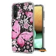 thumbnail image 2 of For Samsung Galaxy S24 Ultra 5G Hybrid Trendy Image Patterns Design Transparent Hard Back Shockproof TPU Rubber Phone Case Cover by Xpression - Pink Butterfly, 2 of 9