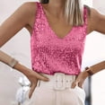 thumbnail image 2 of GEWSEY Womens Full Sequin Tank Tops Glitter Club Party Sleeveless Shirt Sparkle Blouses V-Neck Loose Shimmer Vests (Hot Pink, XL), 2 of 7