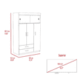 thumbnail image 6 of Chile Armoire, Rod, Three Door Cabinet, Two Drawers, Two Superior Adjustable Shelves, Metal Hardware- White White, 6 of 7