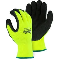 Majestic Glove Polar Penguin 3396HY Coated Gloves, L, Foam Latex Palm, Black/Hi-Viz Yellow, 10 ga Acrylic