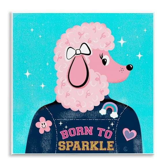 Stupell Industries Born To Sparkle Poodle Animals Painting Unframed Art Print Wall Art, 12 x 12