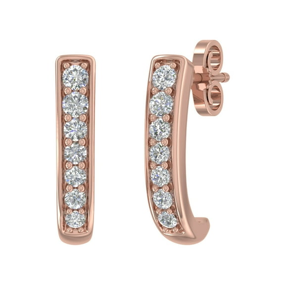 1/2 Carat Diamond Open Hoop Earrings in 10K Rose Gold
