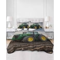 thumbnail image 3 of Farm Tractor Twin XL Size Down Alternative Comforter,Lightweight Comforter Quilt Bedding Set with Pillow Shams Green Truck Country Rustic Field Harvester Bed Comforter Duvet Insert 68"x98", 3 of 7