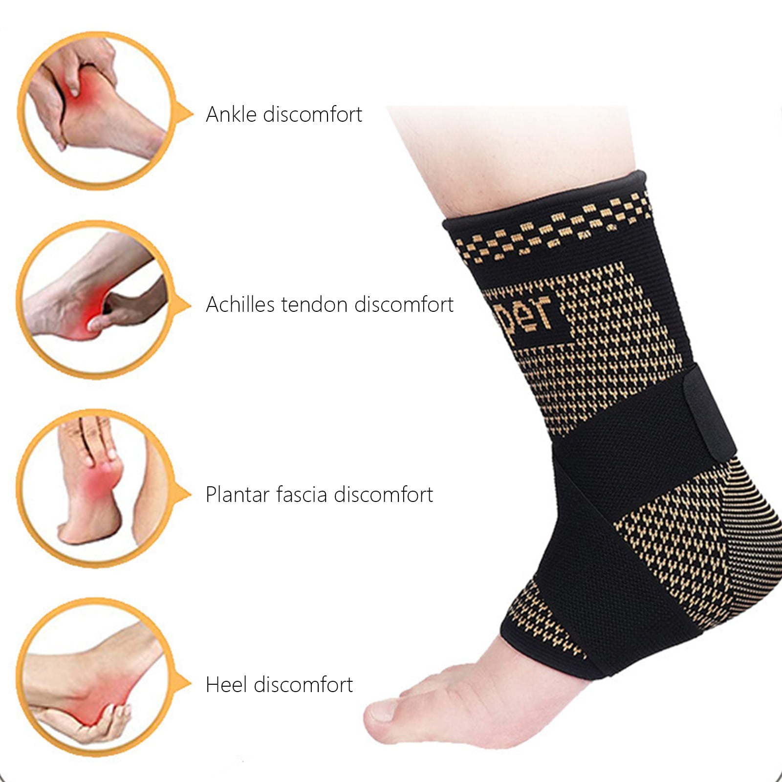 Yunuuuoa 3 Packs Breathable Copper Ankle Support Sleeve, Compression Brace for Running & Gym, Injury Recovery, Stabilizing Sports Brace for Men and Women, Adjustable Strap Support