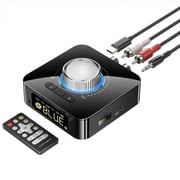 6.0 Bluetooth Audio Receiver Transmitter,5-in-1 Bluetooth Wireless Audio Adapter for Speakers, TVs, PCs, CDs, Computers, and Other Home Stereo Speakers, Supports 3.5mm AUX, RCA, USB, and TF