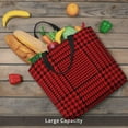 thumbnail image 6 of Naloa Red Black Houndstooth Tote Bag for Women, Foldable Tote Bag With Zipper, Large Shoulder Bag, Top Handle Handbag for Travel, Work, Shopping, 6 of 9