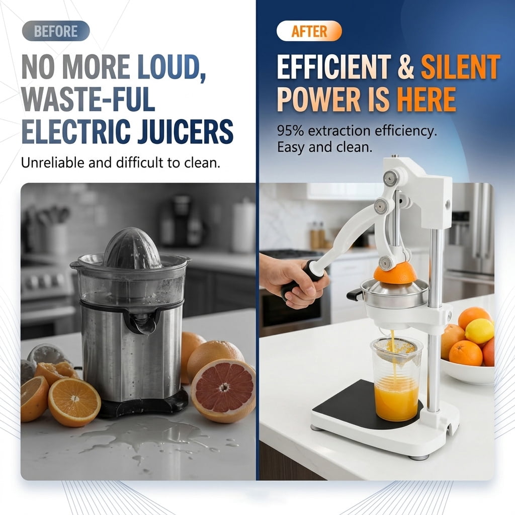 Beslands Heavy-Duty  Cast-Iron Manual Citrus Juicer,  Easy-to-Clean Orange Lemon Lime Grapefruit Hand Press Juicer Squeezer for Countertop, Commercial & Home Use, White Summer