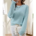thumbnail image 5 of Womens Soft Knit Sweater Fall Dressy Casual Pullover Tops Light Blue M, 5 of 8