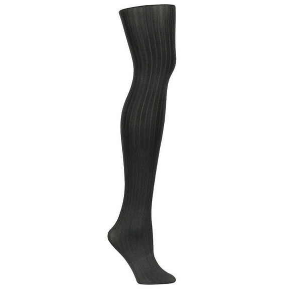 L'eggs Casual Rib Tight-Size M-Black
