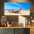 thumbnail image 1 of Tropical Beach with Boat - Seashore Photo Canvas Art Print, 1 of 3
