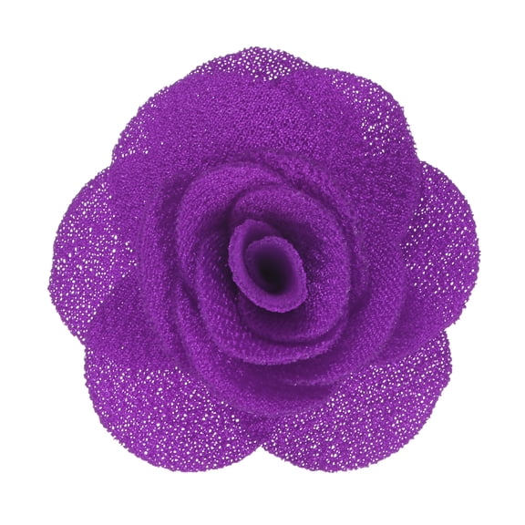Uxcell 1-Pack Camellia Flower Lapel Pin for Men Suit, Brooch Pins Handmade Boutonnieres for Men Women Suit [Deep Purple]