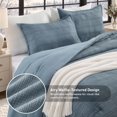 thumbnail image 4 of Regency Heights King/Cal King Comforter Set, 3-Piece Waffle Weave Textured Bedding Set with Soft Lightweight Comforter and Pillow Shams, Cozy 3D Textured Design for All Season, Blue, 4 of 11