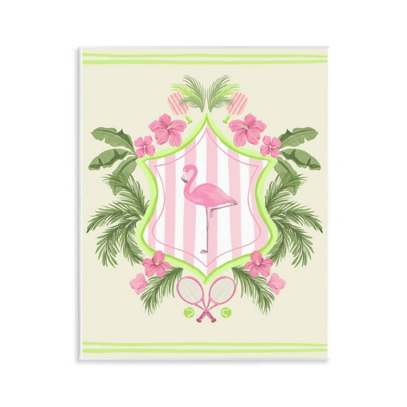 Stupell Industries Palm Beach Flamingo Emblem Sports Painting Unframed Art Print Wall Art, 11 x 14
