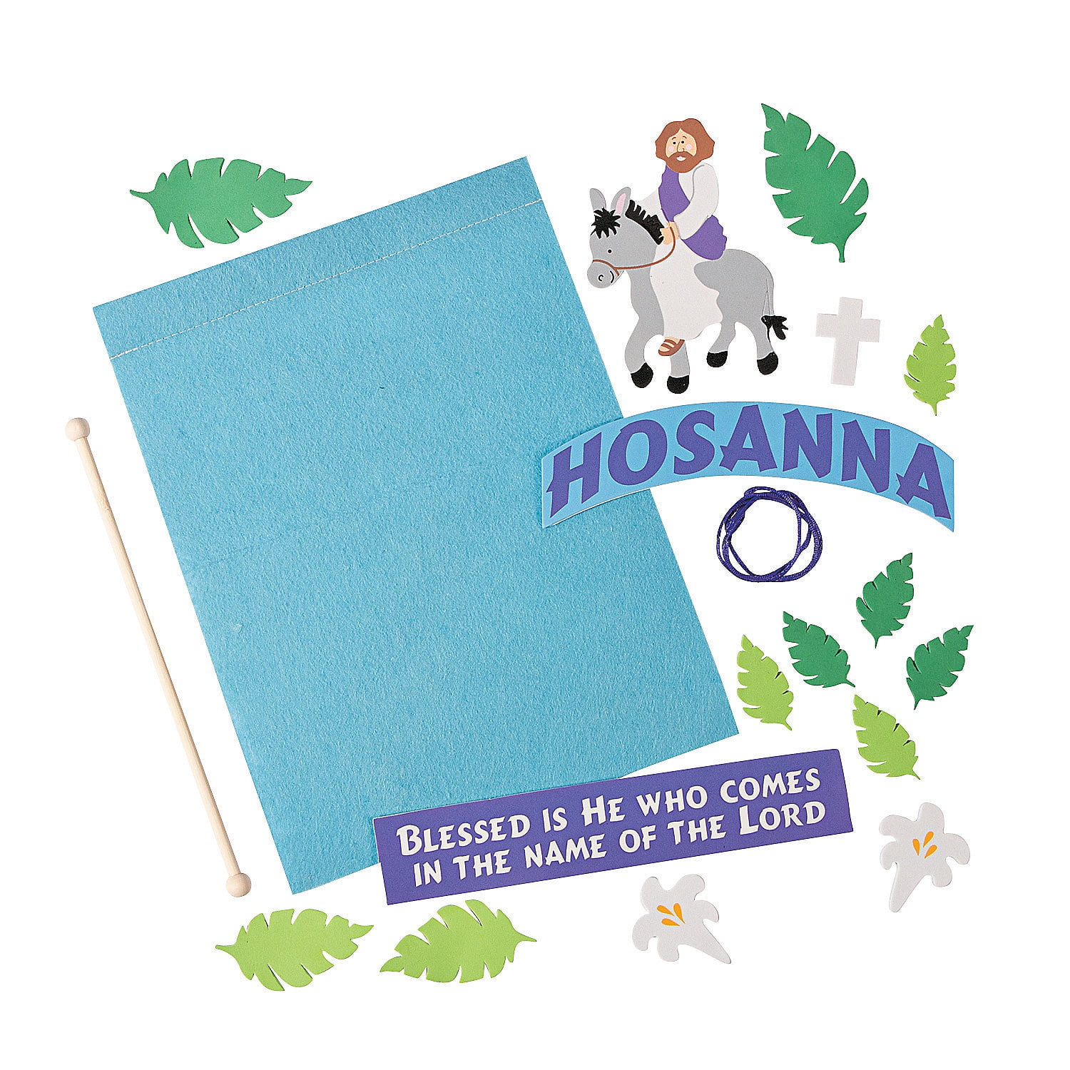 Fun Express - Palm Sunday Felt Banner Craft Kit for Easter - Craft Kits - Hanging Decor Craft Kits - Sign Decoration Craft Kits - Easter - 12 Pieces