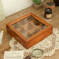 thumbnail image 5 of Wooden Tea Storage Organizer 9 Compartments Square Acrylic Display for Coffee and Kitchen Countertop Organizer 95 x 95 x 28 Inch, 5 of 5