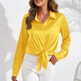 thumbnail image 3 of Posijego Womens Satin Work Tops Collared Button down Dress Shirts for Women Business Office Work Blouses, 3 of 6