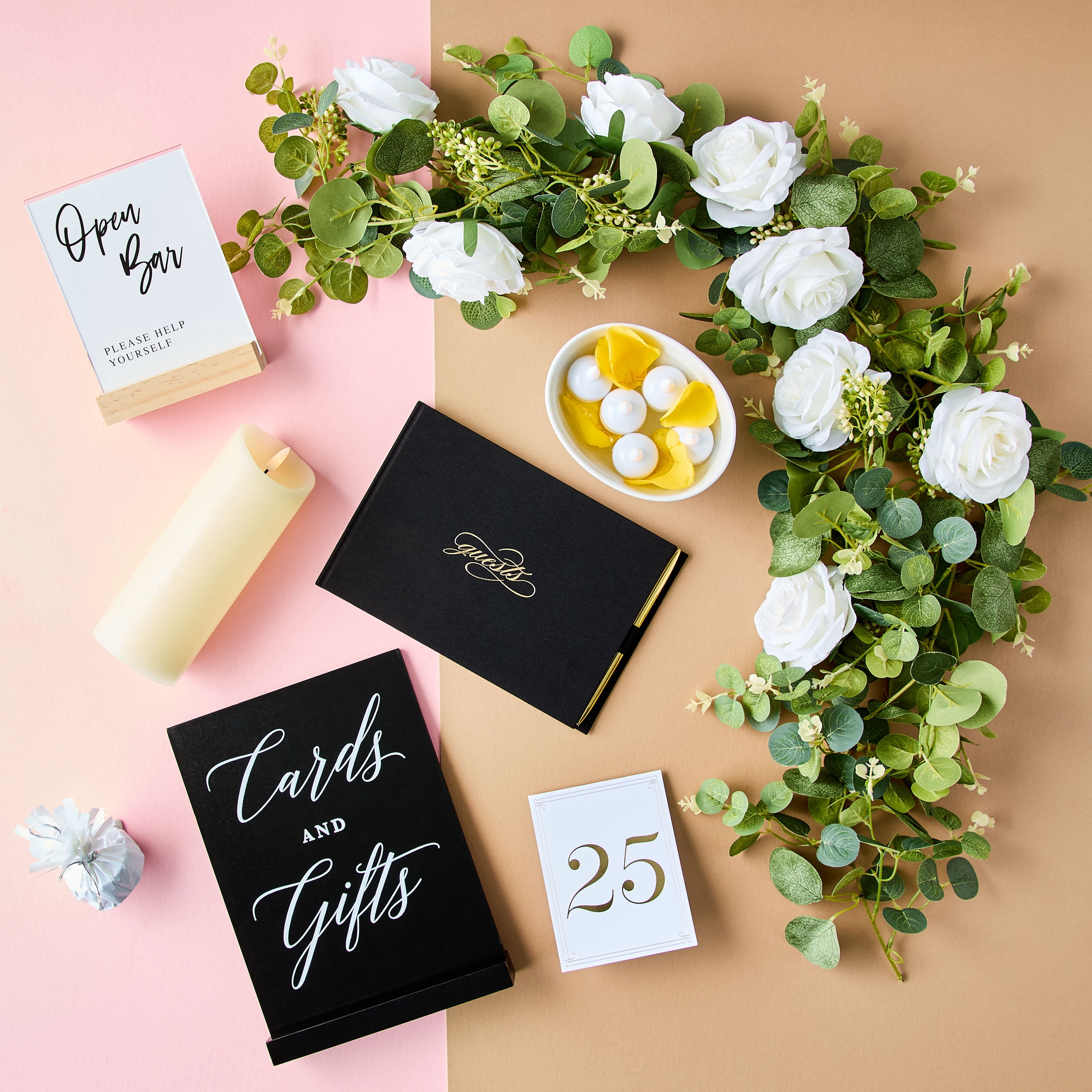 White with Gold Foil Wedding Table Numbers, 4.25" x 5.5", 25 Pieces, by Way To Celebrate