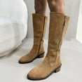 thumbnail image 6 of HAOTAGS Womens Boots, Potined Toe Fall Winter Casual Mid Calf Boots Khaki 6, 6 of 7