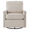 thumbnail image 6 of Armchair Accent Swivel Chair, Fabric, Beige, Modern Contemporary Urban Design, Living Lounge Room Hotel Lobby Hospitality, 6 of 7