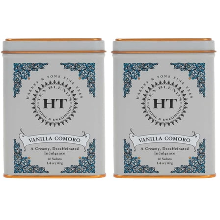 Harney & Sons Tea Decaffeinated, Great Present Idea, Vanilla Comoro, 1.4 oz Tin, Pack of 2