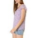 thumbnail image 4 of INSPIRAR CHIC Blusa Floral para Mujeres del Día de San Valentín Casual de Verano Cuello Cuadrado Chifón de Manga Corta con Volantes 3XL Púrpura, 4 of 7