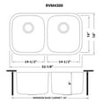 thumbnail image 2 of Ruvati 32-inch Undermount 50/50 Double Bowl 16 Gauge Kitchen Sink, 2 of 11