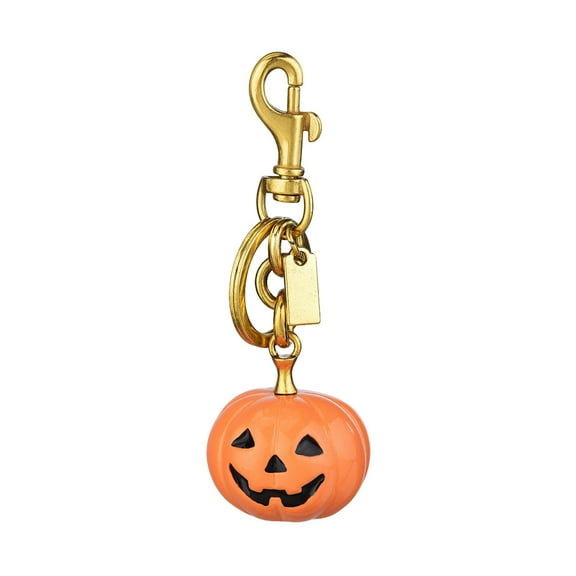 Gold-Tone Pumpkin Keychain Bag & Zipper Charm – 3D Jack-O’-Lantern Metal Clip, Festive Halloween Gift