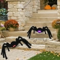 thumbnail image 3 of 4Ft Halloween Outdoor Decorations Hairy Black Spider with LED Eyes, Scary Giant Spider, Fake Spiders Haunted House Props, Halloween Yard Lawn Decorations Party Indoor Decor, 3 of 5