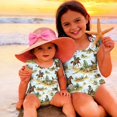 thumbnail image 4 of Grblisyd Girls One Piece Swimsuit Flutter Sleeve Hawaiian Quick Dry Crew Neck Swimwear Beach Sport Bathing Suit for Kids 4t, 4 of 6