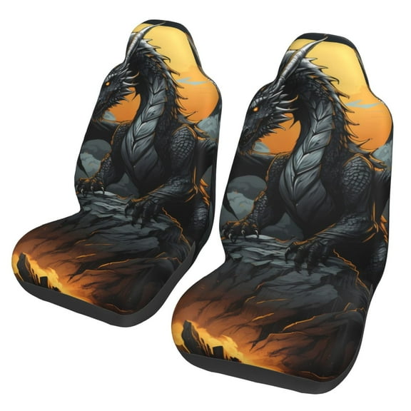 Vsdgher Full Moon Black Dragon Automotive Seat Covers for Cars Trucks and SUVs – Car Seat Covers for Truck Seat Protectors Set of 2
