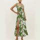 thumbnail image 2 of Vestido de verano con cuello cuadrado para mujer, vestido elegante a la moda con tirantes y lazo dividido lateral, vestido con estampado Floral para fiesta diaria, 2 of 8