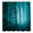 thumbnail image 2 of Ambesonne Teal Shower Curtain, Foggy Dark Country Forest, 69"Wx70"L, Teal, 2 of 4