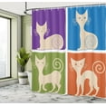 thumbnail image 5 of Ambesonne Funny Shower Curtain, Cartoon Cats Emotions, 69"Wx75"L, Orange Purple Green, 5 of 5