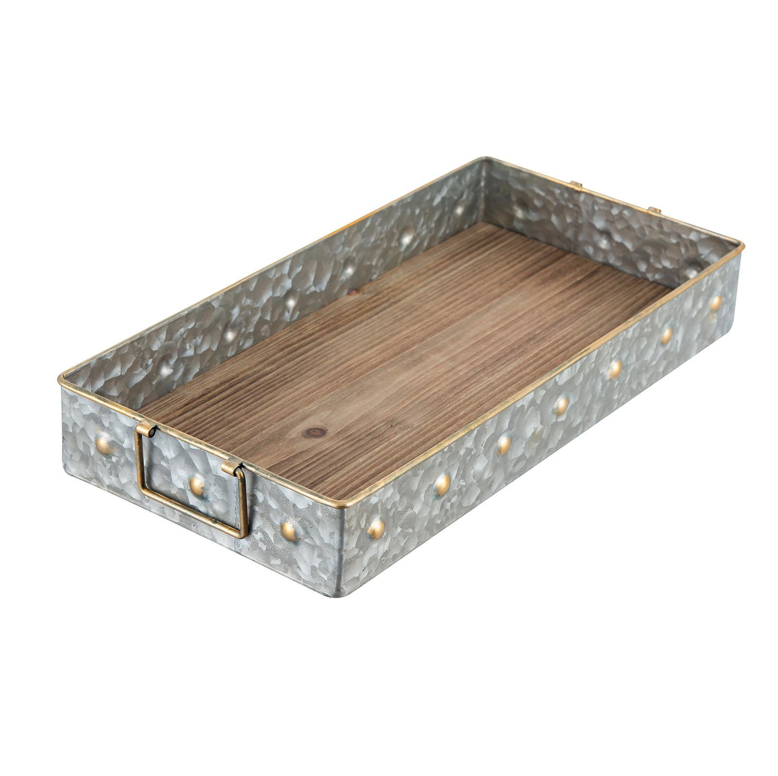 Efavormart 19"x9.5" Galvanized Metal And Wooden Decorative Serving Tray