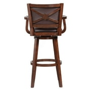 Boraam Broadmoor 35in. High Back Swivel Wood Kitchen Bar Stool with Arms, Cappuccino Finish