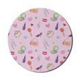 thumbnail image 1 of Princess Mouse Pad for Computers, Girls Illustration with Fashion Accessories and Makeup Lollipop Flower Print, Round Non-Slip Thick Rubber Modern Gaming Mousepad, 8" Round, Multicolor, by Ambesonne, 1 of 2