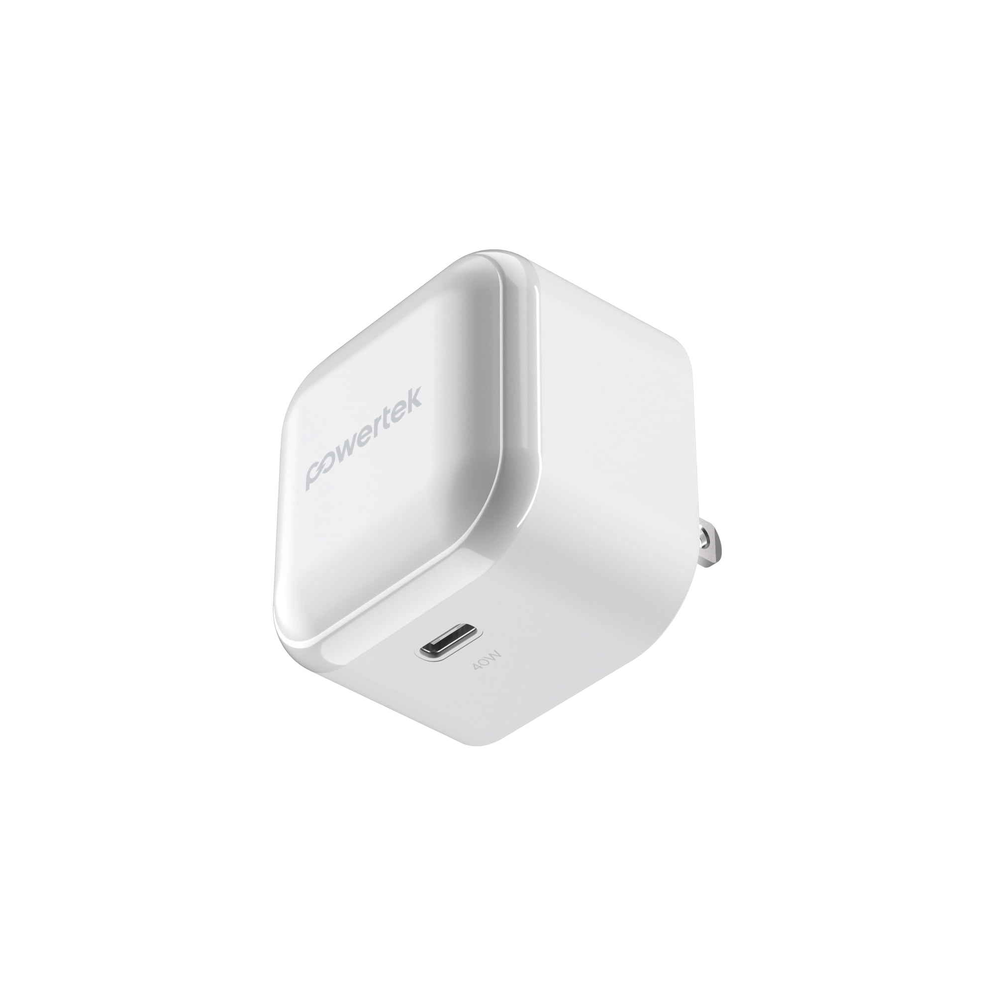Powertek 40W USB-C Fast Charging Wall Charger, Type-C Power Adapter for iPhone 15 and Newer, iPad, Galaxy, Tablets & USB-C Devices, White