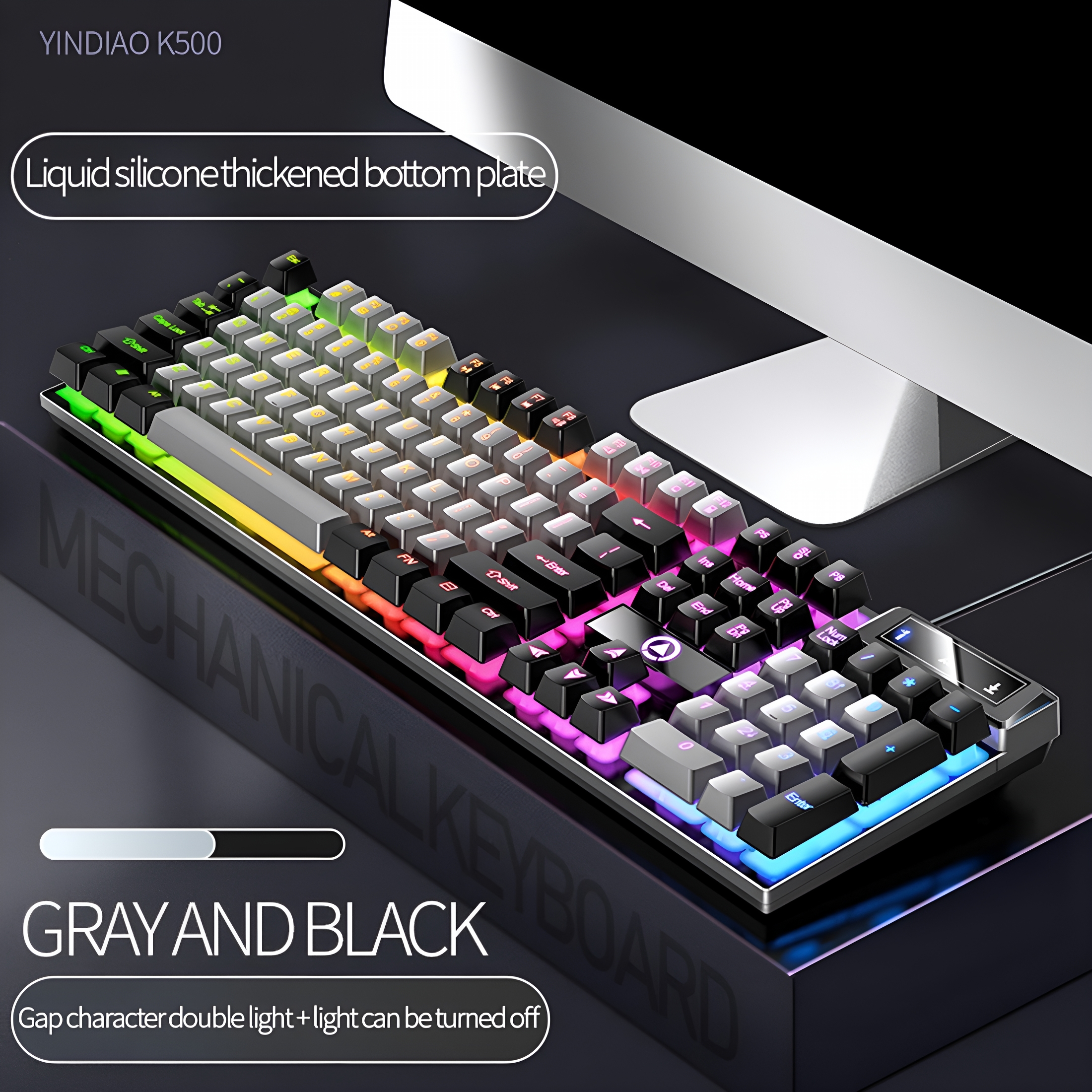 GJX 2026 New Mechanical Gaming Keyboard Usb Rgb Backlit Game Office,Gray Black for Gaming,Office Work,Coding,Streaming,Content Creation.