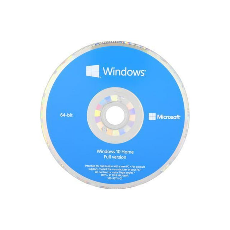 Microsoft Windows 10 Home, 64-bit, OEM Software, DVD