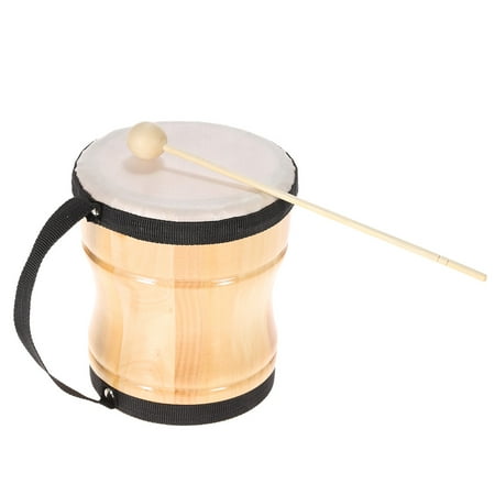 Kids Children Wood Hand Bongo Drum Musical Toy Percussion Instrument with Stick Strap