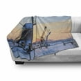 thumbnail image 3 of Windmill Soft Flannel Fleece Throw Blanket, Frozen Winter View Dutch Windmill Covered in Snow Icy River at Sunset, Cozy Plush for Indoor and Outdoor Use, 50" x 60", Baby Blue and Peach, by Ambesonne, 3 of 6