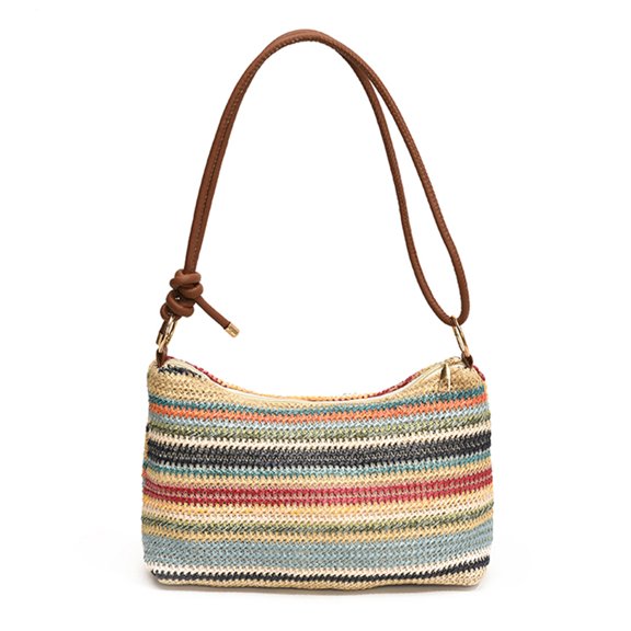 Bohemian Straw Beach Bag, Large Capacity Shoulder Bag, Woven Crossbody Bag for Shopping Work
