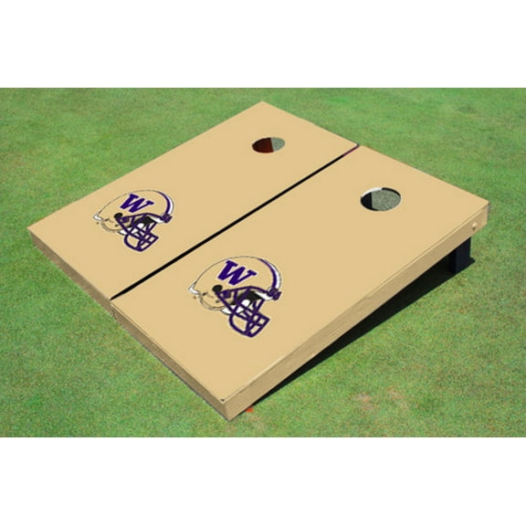 University Of Washington Helmet Gold Matching Solid Cornhole Boards