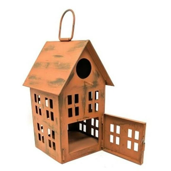Finch Birdhouse Village Hanging Bird Salon, Tangerine