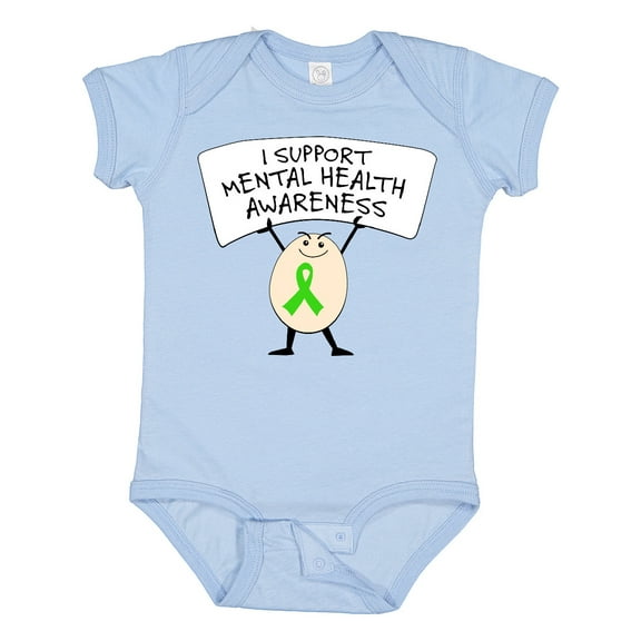 Inktastic I Support Mental Health Awareness green ribbon Boys or Girls Baby Bodysuit
