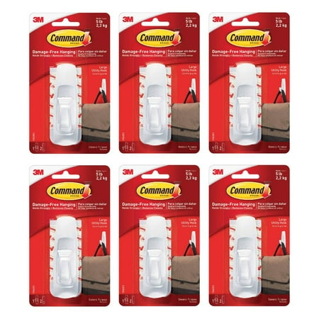 

Command Large Utility Hook Damage Free Adhesive 1 Hook 2 Strips White 6-Pack