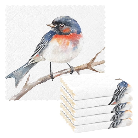 6 Pieces of Kitchen Towels 11x11Inch Kitchen Dish Cloths Kitchen Dish Towels Reuseable Cleaning Cloths Watercolor Bird