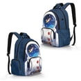 thumbnail image 2 of Xixirimido 17" Large Capacity Backpack for Kids Elementary Bookbag Middle School Bag for Boys & Girls Multi Pockets Rucksack, Astronaut Rocket Space Print, 2 of 8